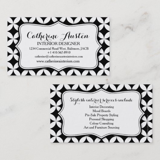 インテリアデザイン業循環白黒モノ 名刺 (正面/裏面)