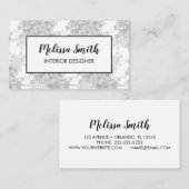 インテリアデザイン花柄グレー名刺 名刺 (正面/裏面)