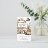 インテリアデザイ素朴ナーウォーターカラーキッチンシーン 名刺 (スタンド正面)