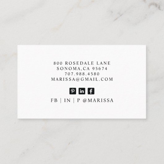 インテリアデザイ素朴ナーウォーターカラーキッチンシーン 名刺 (裏面)