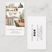 インテリアデザイ素朴ナーウォーターカラーキッチンシーン 名刺 (正面/裏面)