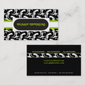 インテリアブラック、ホワイト、グリーンダマスクの名刺 名刺 (正面/裏面)