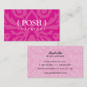インテリアモダンテキスエレガントト・ダマスク・ホット・ピンク 名刺 (正面/裏面)
