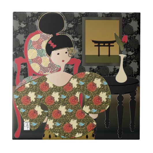 インテリア赤椅子タイル タイル (正面)