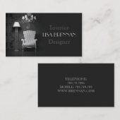 インテリア・デザイナーのクラシックで白い椅子の居間 名刺 (正面/裏面)