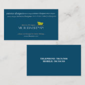 インテリア・デザイナーのソファーの青緑のエレガントなモダン 名刺 (正面/裏面)