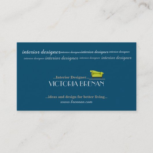 インテリア・デザイナーのソファーの青緑のエレガントなモダン 名刺 (正面)