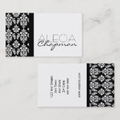 インテリア・デザイナーのダマスク織のエレガントな名刺 名刺 (正面/裏面)