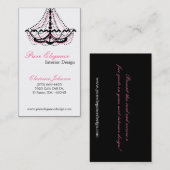 インテリア・デザイナーのピンクのシャンデリアの名刺 名刺 (正面/裏面)