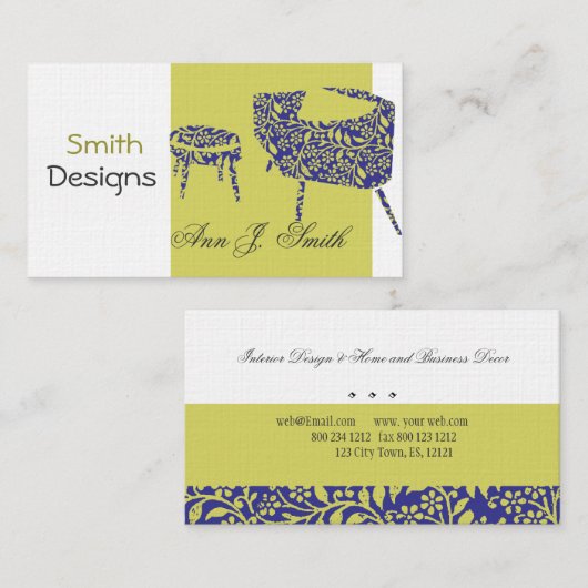 インテリア・デザイナーの装飾の緑の昇進のモダン 名刺 (正面/裏面)