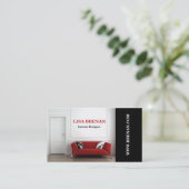 インテリア・デザイナーの赤いソファーの家具のスタジオ 名刺 (スタンド正面)