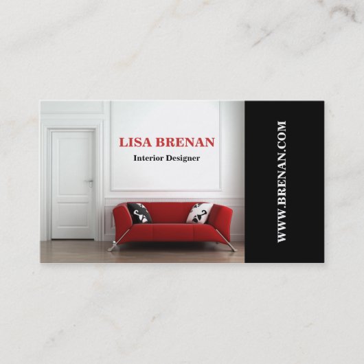 インテリア・デザイナーの赤いソファーの家具のスタジオ 名刺 (正面)