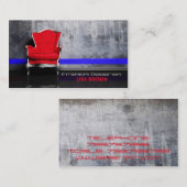 インテリア・デザイナーの赤い椅子の居間の装飾の青 名刺 (正面/裏面)