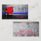 インテリア・デザイナーの赤い椅子の居間の装飾の青 名刺 (正面/裏面)