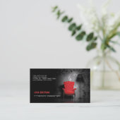 インテリア・デザイナーの赤い椅子クラシックな部屋装飾者 名刺 (スタンド正面)