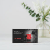 インテリア・デザイナーの赤い椅子クラシックな部屋装飾者 名刺 (スタンド正面)