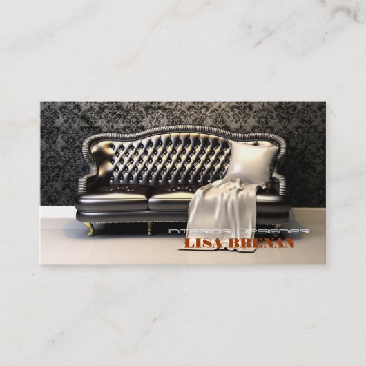 インテリア・デザイナーの黒のソファーのモダンなLeathern黒 名刺 (正面)