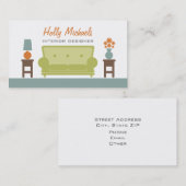 インテリア・デザイナー-緑の居間のソファー 名刺 (正面/裏面)