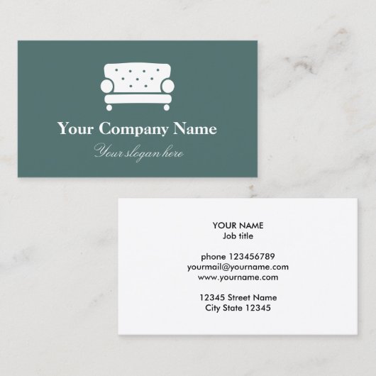 インテリア・デザインの会社のロゴのエレガントな椅子 名刺 (正面/裏面)