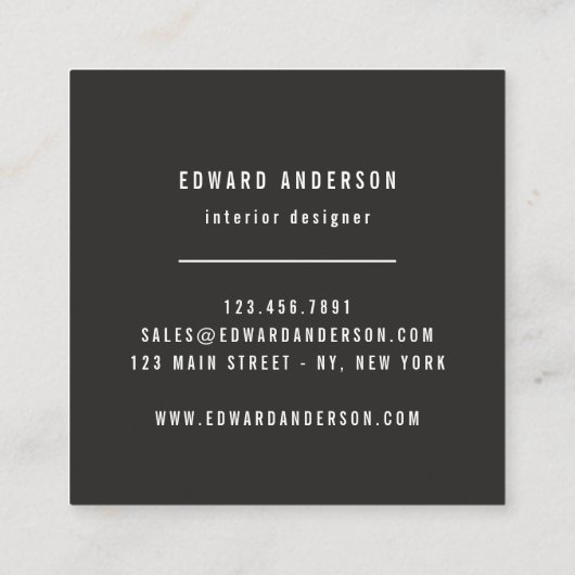 インテリア・デザインの写実的でモダンな家の形 スクエア名刺 (裏面)
