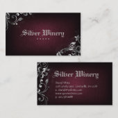 インテリア・デザインの名刺のリネンワインの銀 名刺 (正面/裏面)