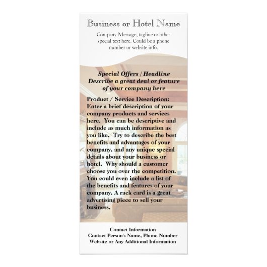 インテリア・デザインまたはホテルの棚カードテンプレート ラックカード (正面)