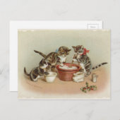 インテージのクリスマス猫のプリンを作る猫 シーズンポストカード (正面/裏面)