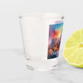 インディアカラフルナポリススカイライン抽象芸術アート ショットグラス (左)