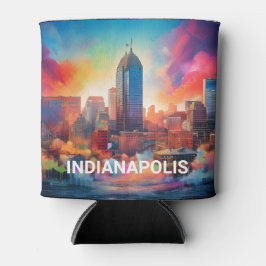 インディアカラフルナポリススカイライン抽象芸術アート 缶クーラー