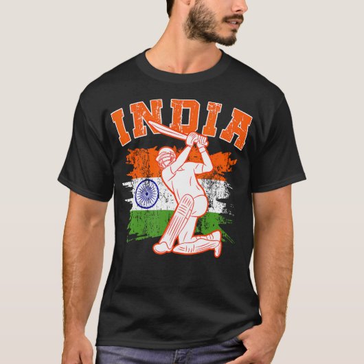 インディアクリケットサポーターのシャツジャージーインディアンクリック Tシャツ (正面)