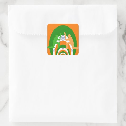 インディアクリケットスピリット抽象デザイン スクエアシール (バッグ)