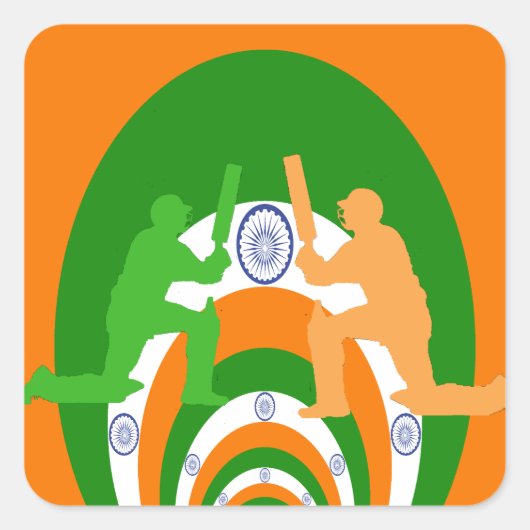 インディアクリケットスピリット抽象デザイン スクエアシール (正面)