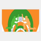 インディアクリケットスピリット抽象デザイン 長方形シール (正面)