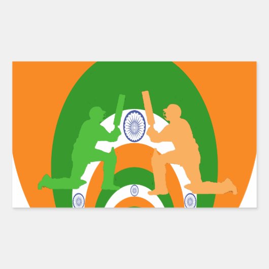 インディアクリケットスピリット抽象デザイン 長方形シール (正面)