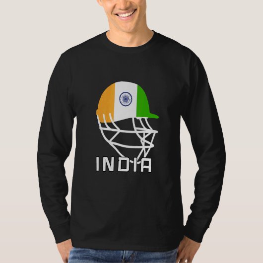 インディアクリケットファンヘルメットインディアクリケット選手 Tシャツ (正面)