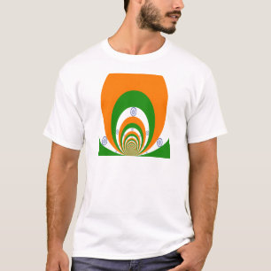 インディアクリケットTricolor saffron、白GREEN Tシャツ
