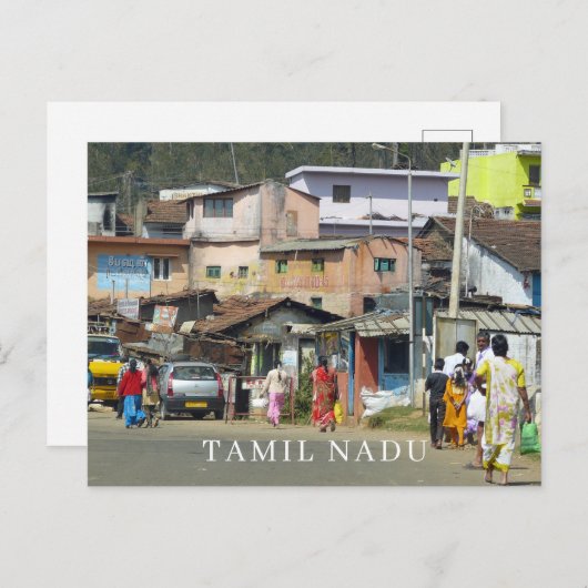 インディアタミルナードゥ村の家のはがき ポストカード (正面/裏面)