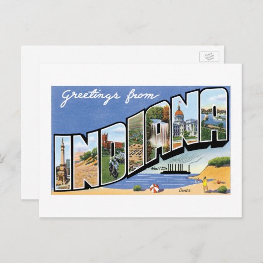 インディアナからのご挨拶！ ポストカード (正面/裏面)