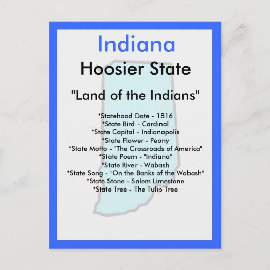 インディアナについて ポストカード (正面)