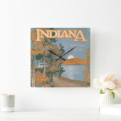 インディアナの再度背部家 スクエア壁時計 (ホーム)