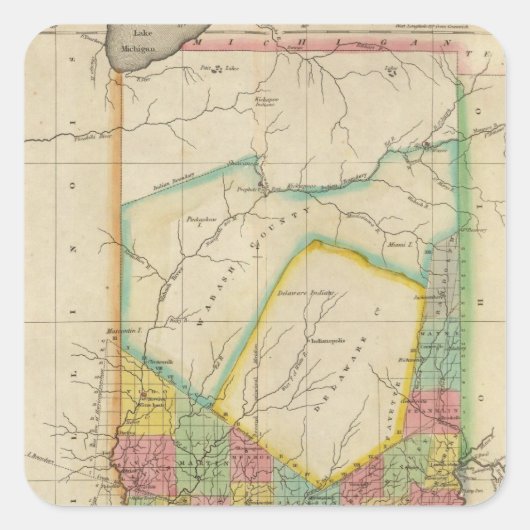 インディアナの地図 スクエアシール (正面)