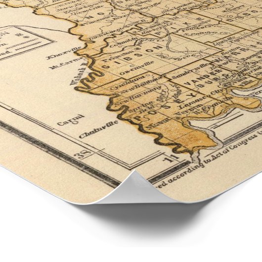 インディアナの地図 ポスター (角)