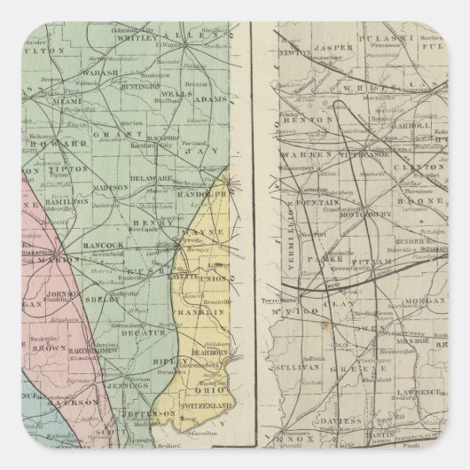 インディアナの地質図 スクエアシール (正面)