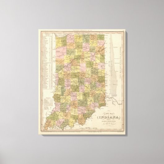 インディアナの新しい地図 キャンバスプリント (正面)