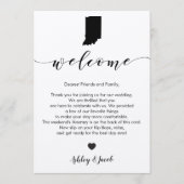 インディアナの結婚式の歓迎の手紙及び旅程カード プログラム (正面)