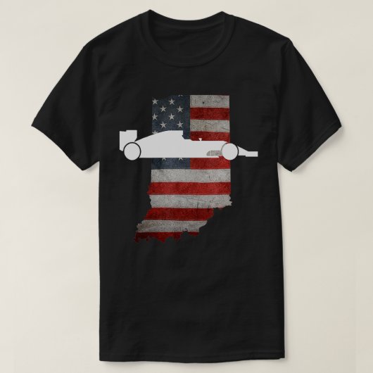 インディアナアメリカン国旗の州とレース Tシャツ (デザイン正面)
