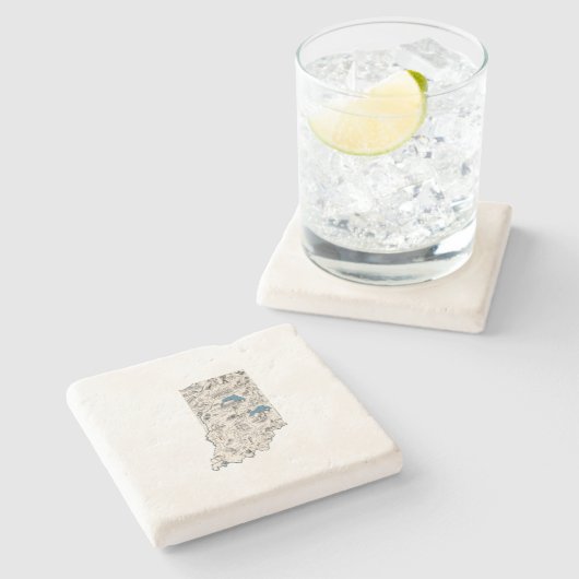 インディアナアンティーク写真マップヴィンテージ州グラフ ストーンコースター (横)