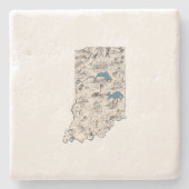 インディアナアンティーク写真マップヴィンテージ州グラフ ストーンコースター (正面)