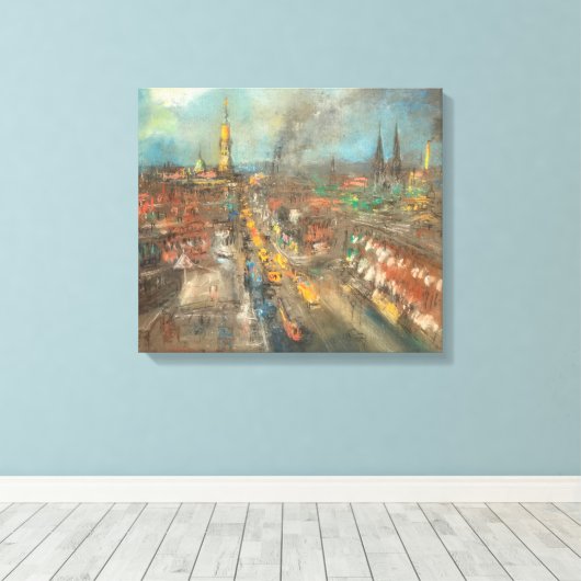 インディアナクラシックアポリス(インディアナ)の通りシーン キャンバスプリント (インサイチュ (ウッドフロア))