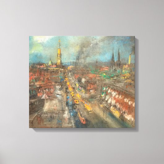 インディアナクラシックアポリス(インディアナ)の通りシーン キャンバスプリント (正面)